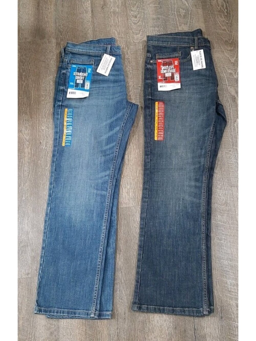 NEW Pair of George Regular Fit Straight Leg & Boot Cut Jeans 100% Cotton 34 x 30